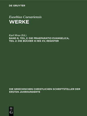 cover image of Die Praeparatio Evangelica, Teil 2